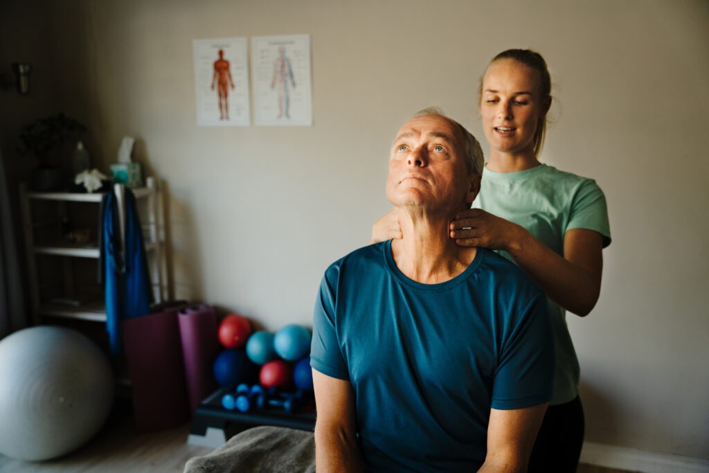 TMJ pain patient receiving TMJ treatment and evaluation